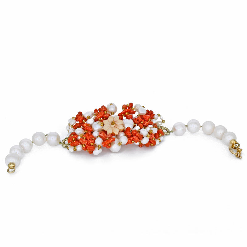 Bracciale perle e corallo rosso