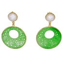 Orecchino con giada e perla di acqua dolce