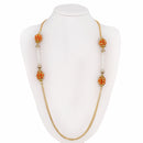 Collana con corallo rosso italiano, zirconi e quarzo ialino