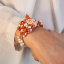 Bracciale in perle acqua dolce, corallo italiano e cammeo