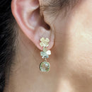 Orecchini in argento placcato oro giallo satinati con quarzo idrotermale verde