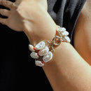 Bracciale a 3 fili di perle naturali e corallo rosso italiano