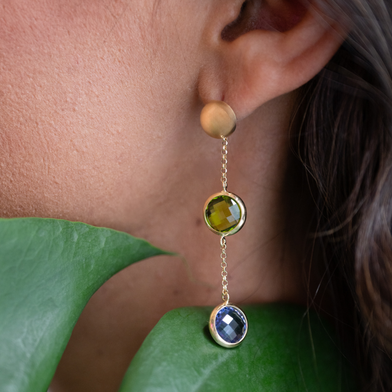 Orecchini con quarzi idrotermali faccettati