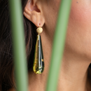 Orecchini a goccia con ambra verde messicana