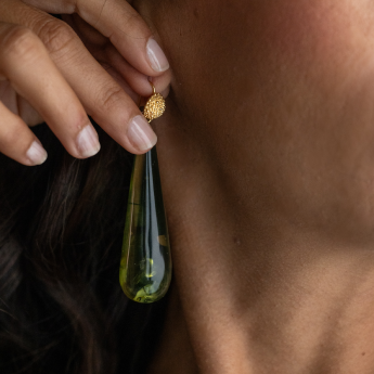Orecchini a goccia con ambra verde messicana
