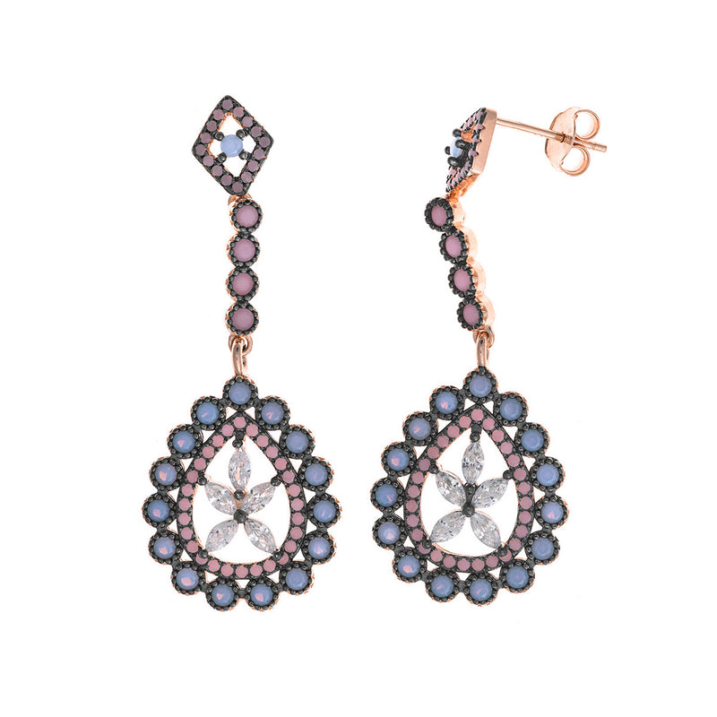 Orecchini in argento rosa con pietre