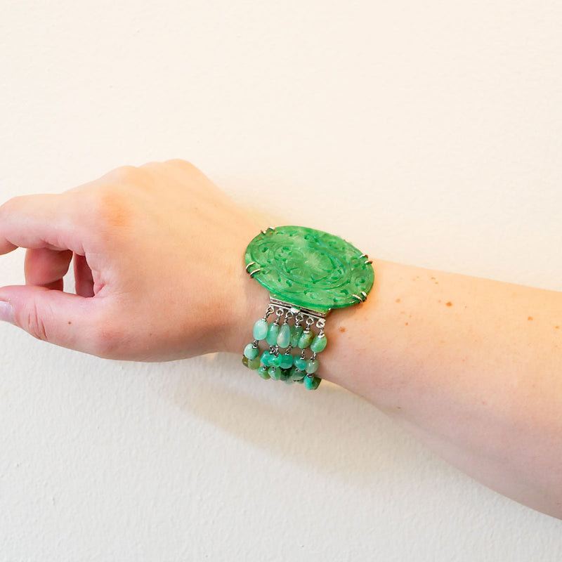 Bracciale in argento crisoprasio e giada