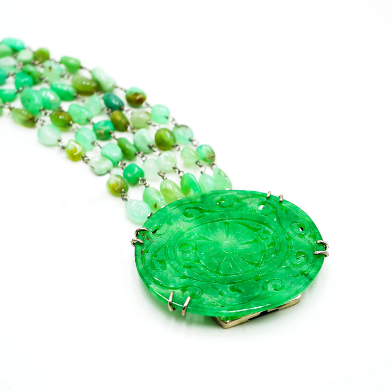Bracciale in argento crisoprasio e giada