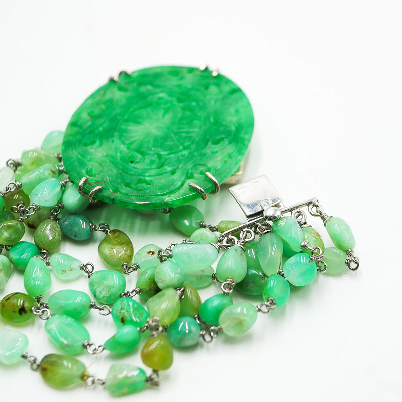 Bracciale in argento crisoprasio e giada