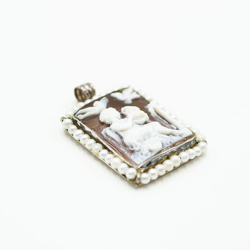 Ciondolo in argento 925% con cammeo e perle