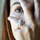 Anello in argento con perla grigia