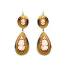 Orecchino lungo con bachelite e cammeo in argento