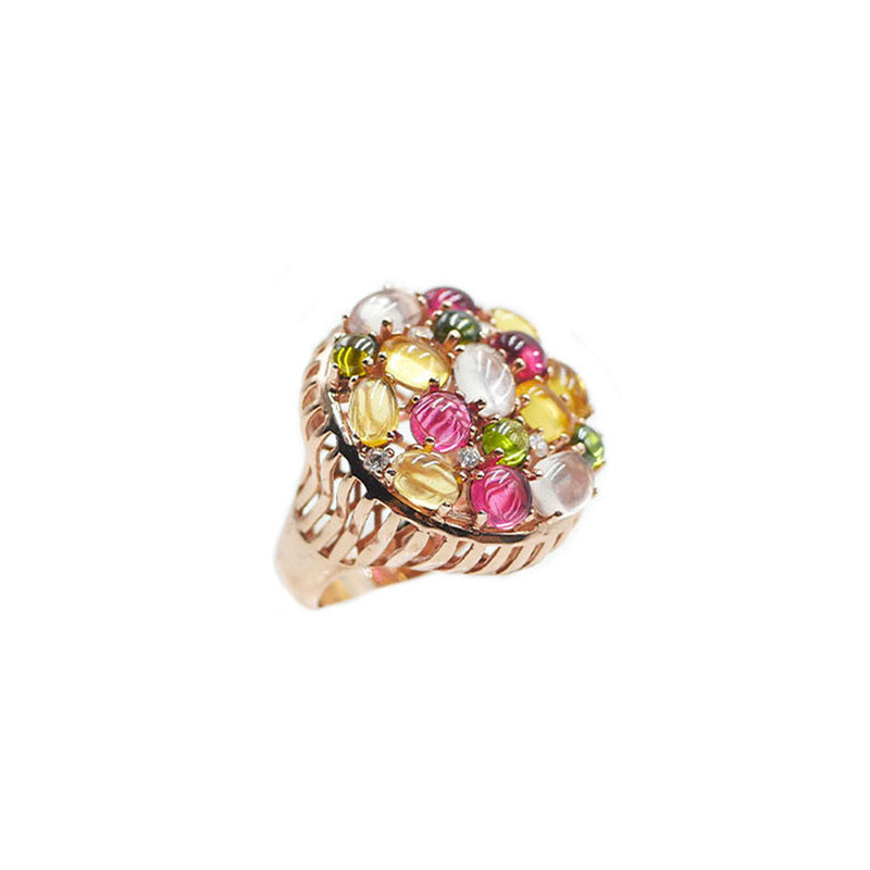 Anello con quarzi e zirconi
