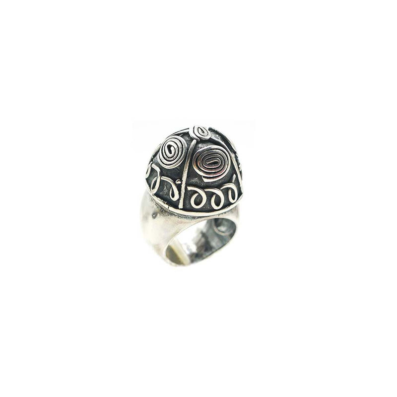 Anello stile etnico in argento brunito