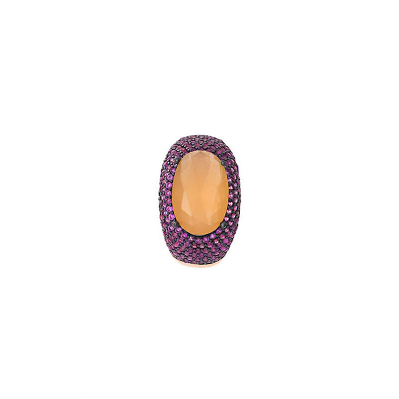 Anello con zirconi viola e quarzi