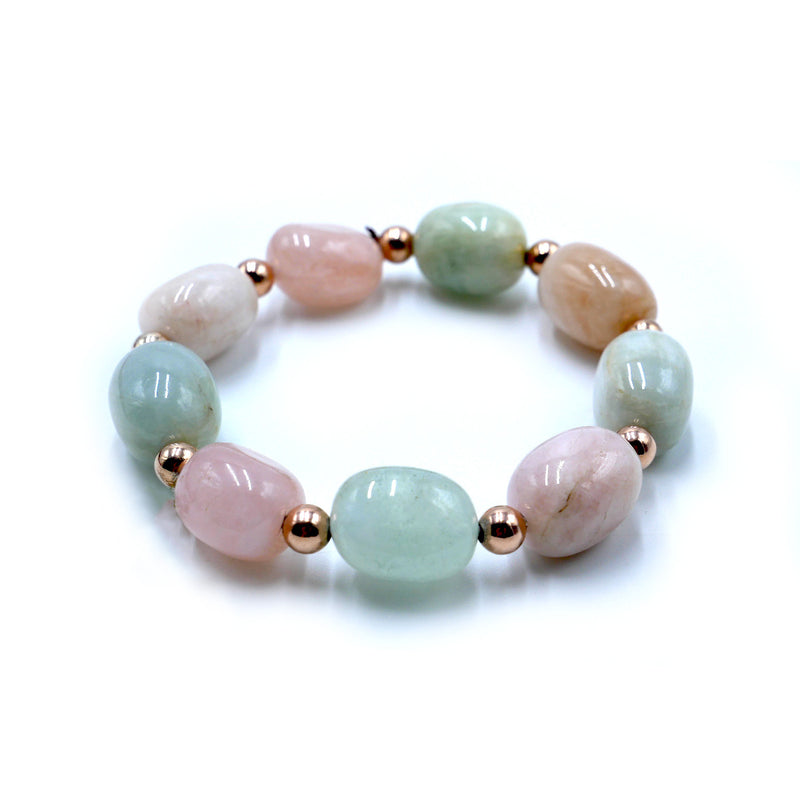 Bracciale acquamarina e morganite milk