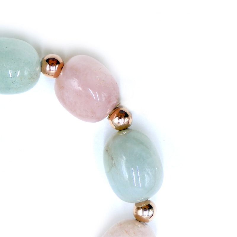 Bracciale acquamarina e morganite milk