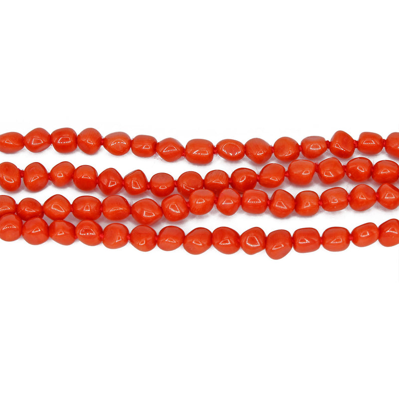 Bracciale a 4 fili in corallo con fermatura in argento e zirconi