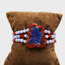 Bracciale elastico in calcedonio e corallo rosso