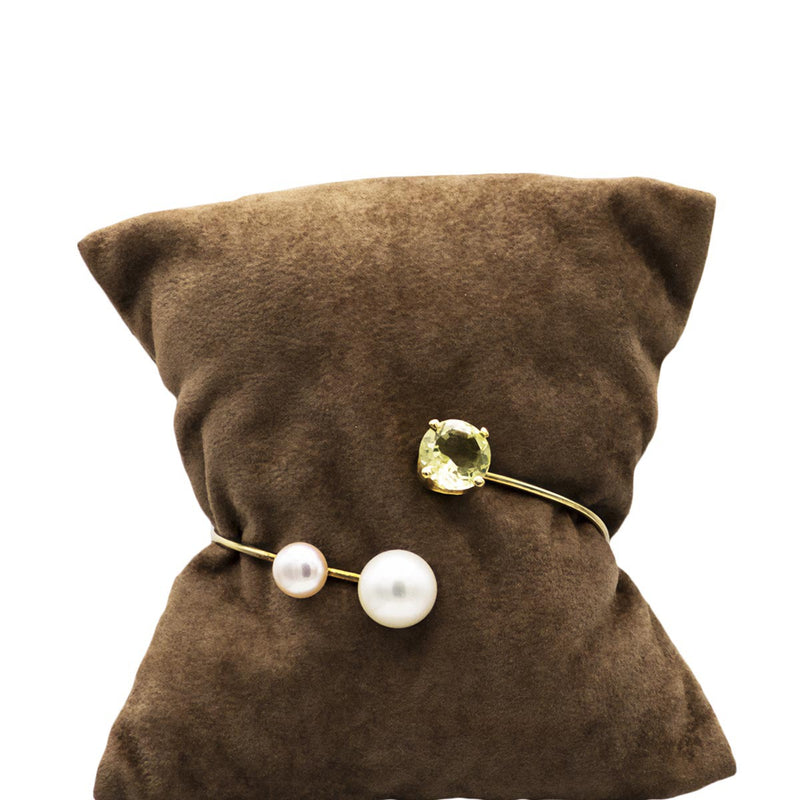 Bracciale rigido con perle ed eliodoro
