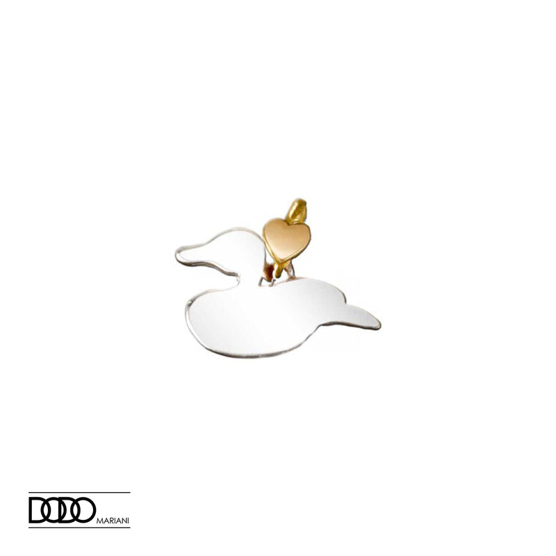 ciondolo argento e oro papera
