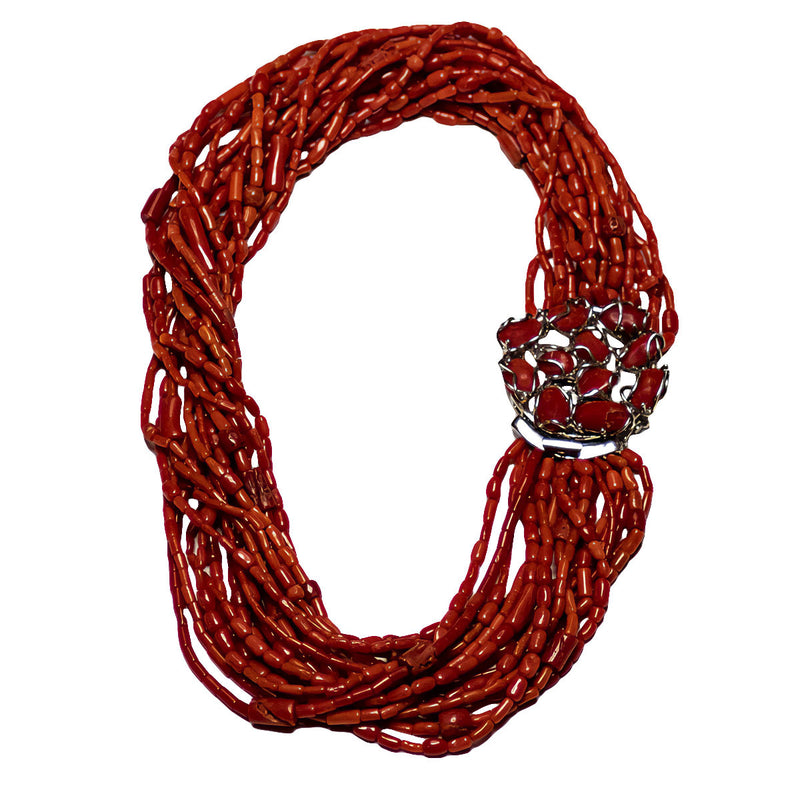 Collana in corallo rosso ed argento