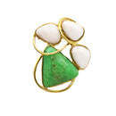 Ciondolo spilla in argento con corallo e crisoprasio