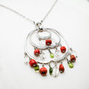 Collana con corallo rosso italiano e quarzo ialino