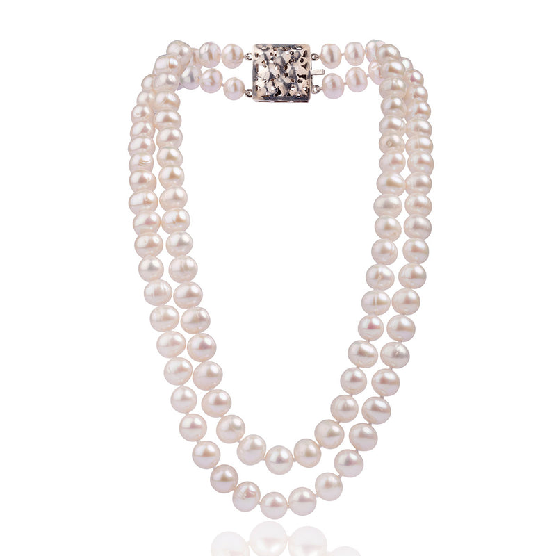 Collana a 2 fili di perle di acqua dolce