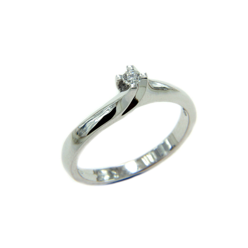 Anello con Diamante in Oro Bianco 18kt