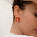 Orecchini con corallo rosso italiano e zirconi