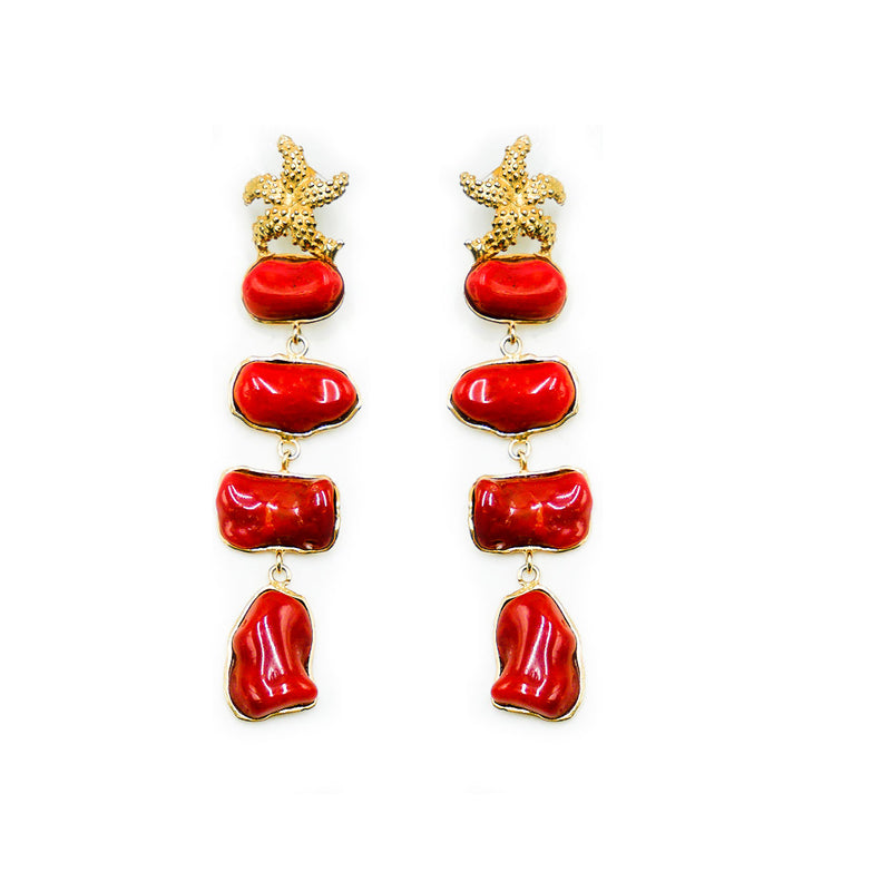 Orecchini in argento con corallo rosso