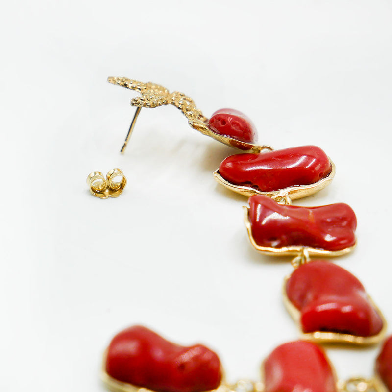 Orecchini in argento con corallo rosso