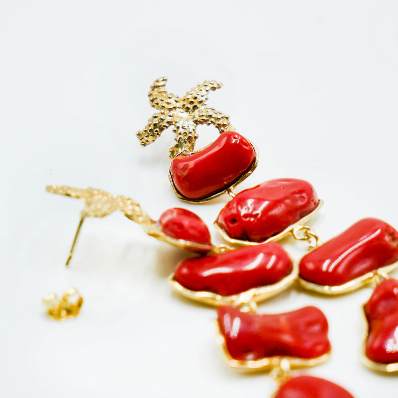 Orecchini in argento con corallo rosso