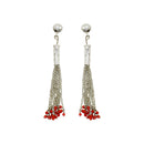 Orecchini in argento rodiato e corallo rosso