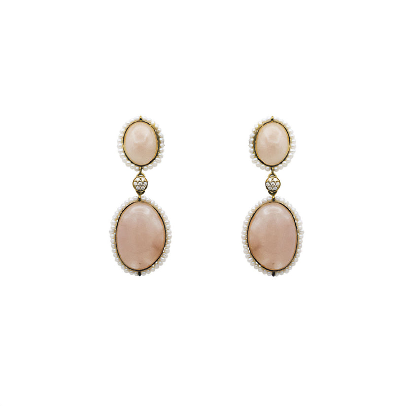Orecchini in argento quarzo e perle