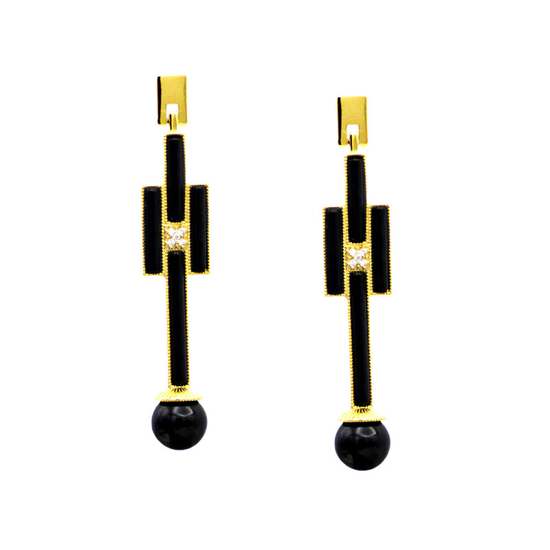 Orecchino in argento con onice nero